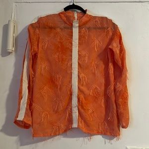 Peach woven long sleeve blouse size M